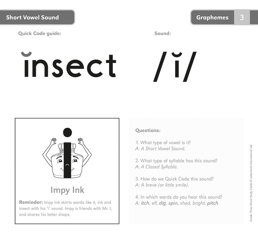Grade Three Word Study Cards